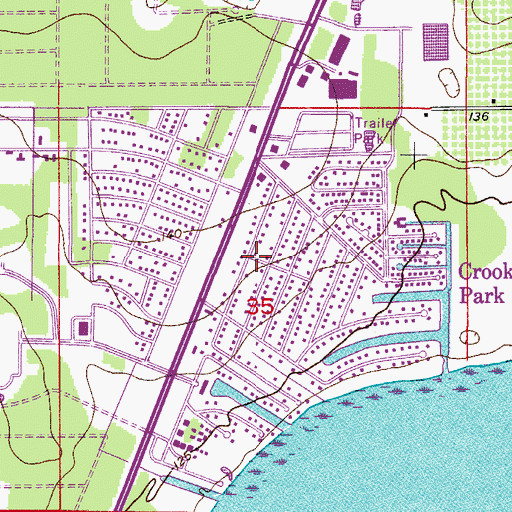 Topographic Map of Crooked Lake Park Census Designated Place, FL