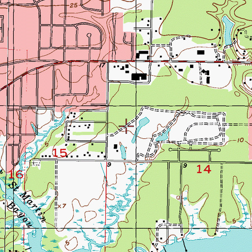 Topographic Map of Saint Martin Census Designated Place, MS