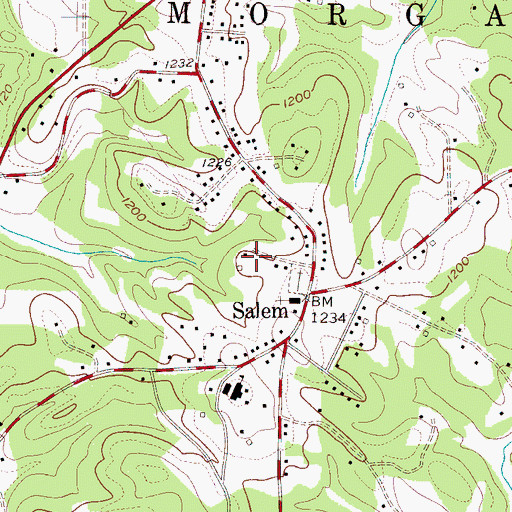 Topographic Map of Salem Census Designated Place, NC