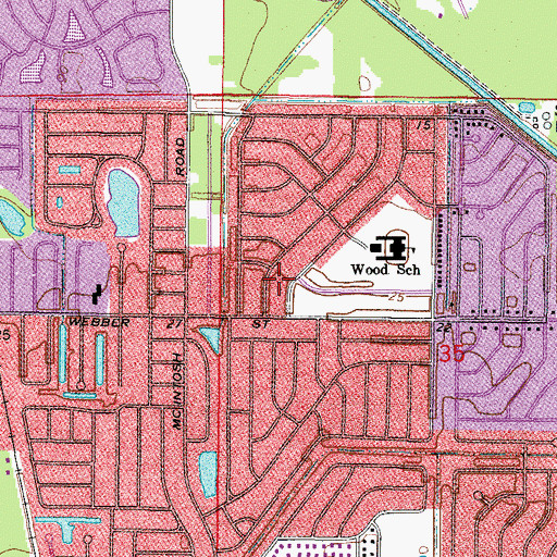 Topographic Map of Sarasota Springs Census Designated Place, FL