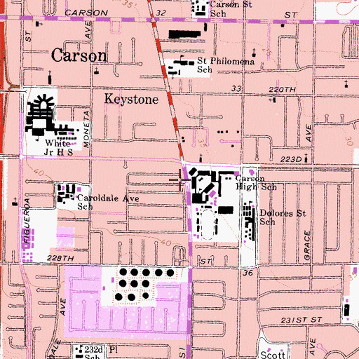 Topographic Map of Carson Senior High School, CA