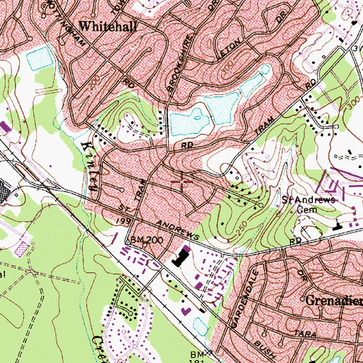 Topographic Map of Seven Oaks Census Designated Place, SC