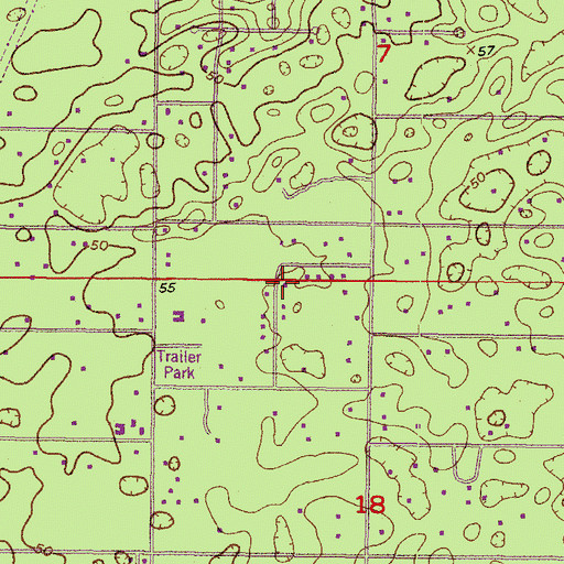 Topographic Map of Shady Hills Census Designated Place, FL
