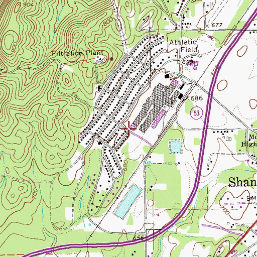 Topographic Map of Shannon Census Designated Place, GA