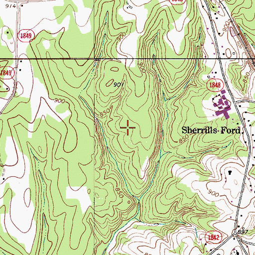 Topographic Map of Sherrills Ford Census Designated Place, NC