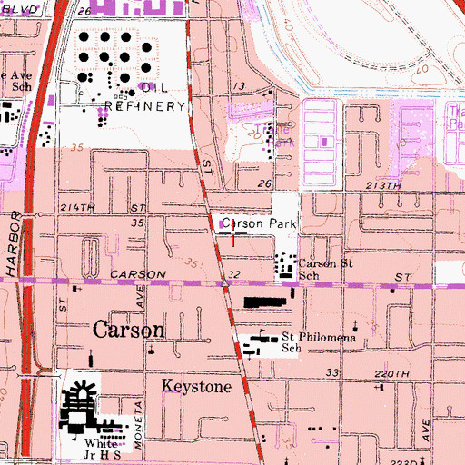 Topographic Map of Carson Park, CA