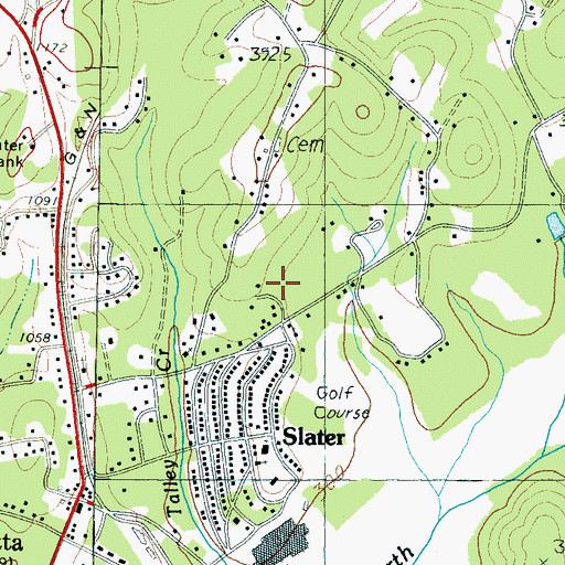 Topographic Map of Slater-Marietta Census Designated Place, SC