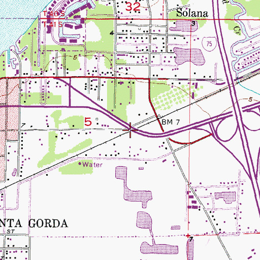 Topographic Map of Solana Census Designated Place, FL