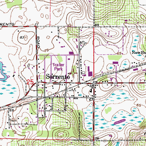 Topographic Map of Sorrento Census Designated Place, FL