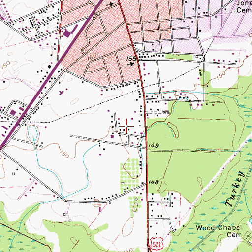 Topographic Map of South Sumter Census Designated Place, SC