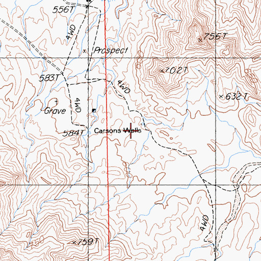Topographic Map of Carsons Wells, CA