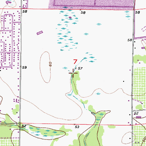 Topographic Map of Southeast Arcadia Census Designated Place, FL