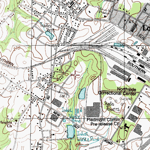 Topographic Map of Southern Shops Census Designated Place, SC