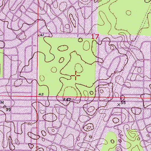 Topographic Map of Spring Hill Census Designated Place, FL
