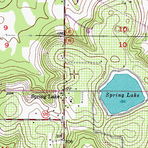 Topographic Map of Spring Lake Census Designated Place, FL