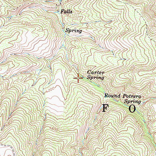 Topographic Map of Carter Spring, CA