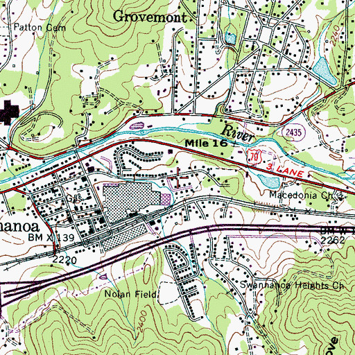 Topographic Map of Swannanoa Census Designated Place, NC