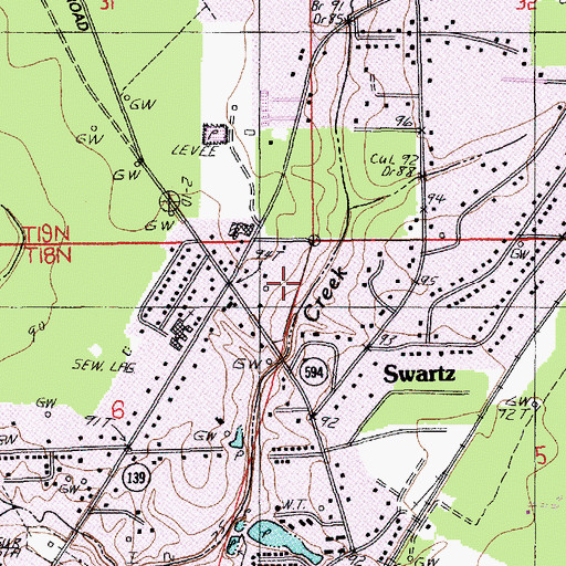 Topographic Map of Swartz Census Designated Place, LA