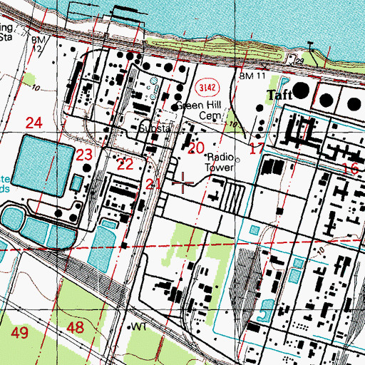 Topographic Map of Taft Census Designated Place, LA