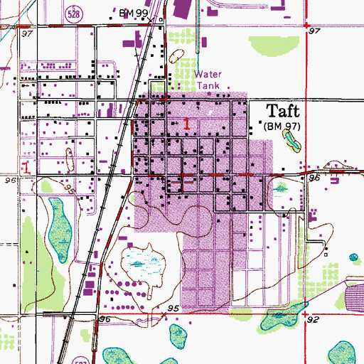 Topographic Map of Taft Census Designated Place, FL