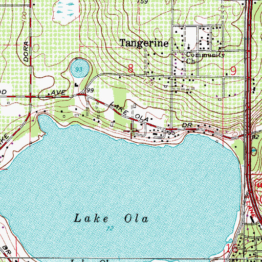 Topographic Map of Tangerine Census Designated Place, FL