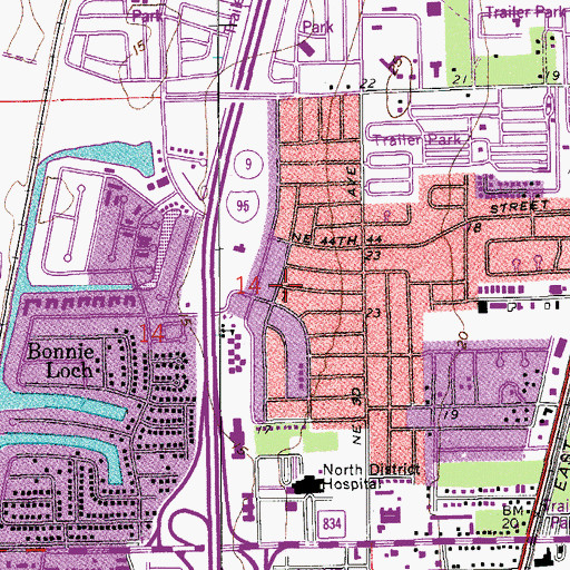 Topographic Map of Tedder Census Designated Place (historical), FL
