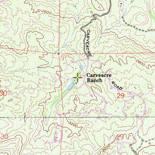 Topographic Map of Carveacre Ranch, CA