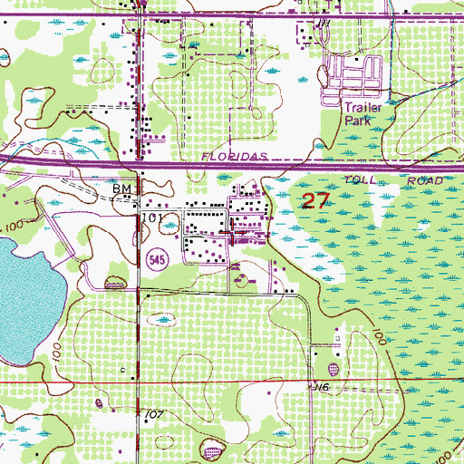 Topographic Map of Tildenville Census Designated Place, FL