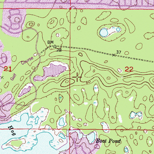Topographic Map of Timber Pines Census Designated Place, FL