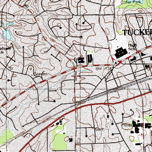 Topographic Map of Tucker Census Designated Place (historical), GA