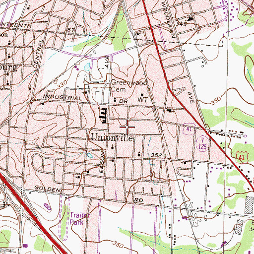 Topographic Map of Unionville Census Designated Place, GA