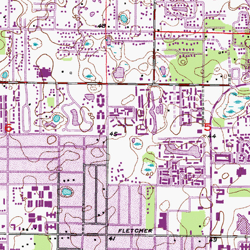 Topographic Map of University Census Designated Place, FL
