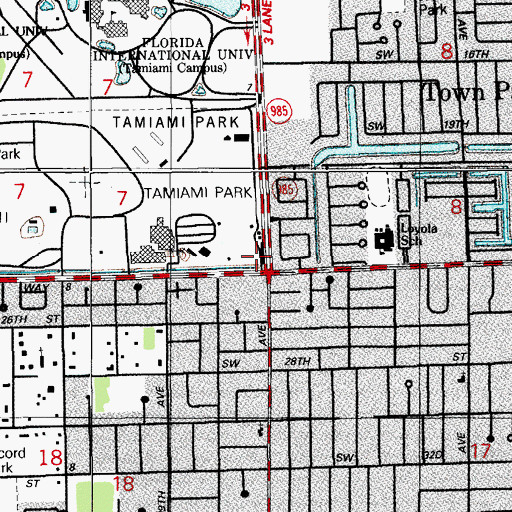 Topographic Map of University Park Census Designated Place, FL