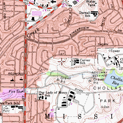 Topographic Map of Carver Elementary School, CA