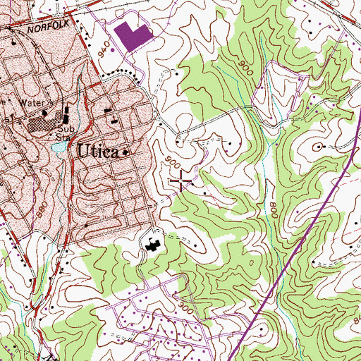 Topographic Map of Utica Census Designated Place, SC