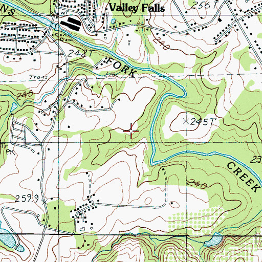 Topographic Map of Valley Falls Census Designated Place, SC