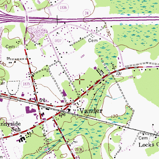 Topographic Map of Vander Census Designated Place, NC
