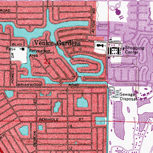 Topographic Map of Venice Gardens Census Designated Place, FL