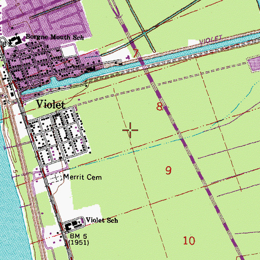 Topographic Map of Violet Census Designated Place, LA