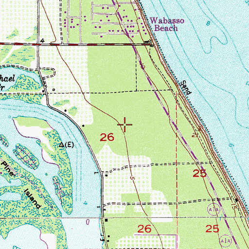 Topographic Map of Wabasso Beach Census Designated Place, FL