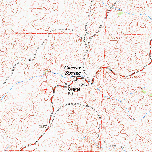 Topographic Map of Carver Spring, CA
