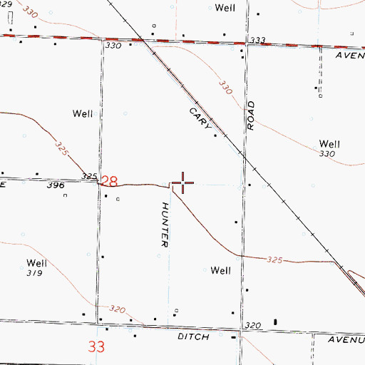 Topographic Map of Cary Hunter Ditch, CA