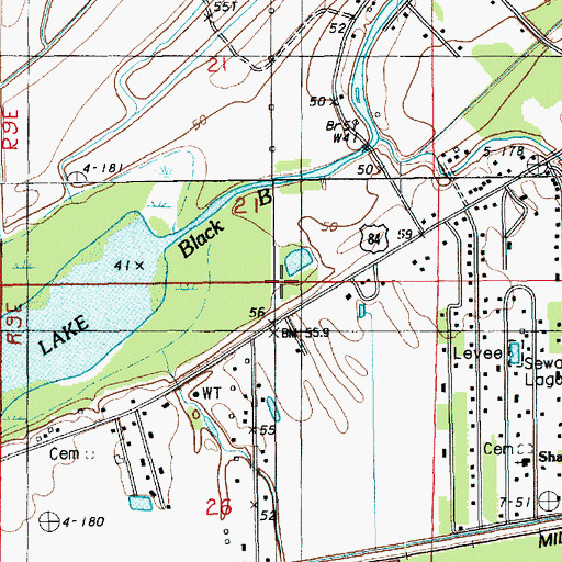 Topographic Map of West Ferriday Census Designated Place, LA