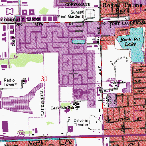Topographic Map of West Ken-Lark Census Designated Place (historical), FL