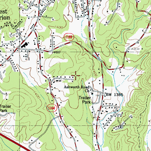 Topographic Map of West Marion Census Designated Place, NC
