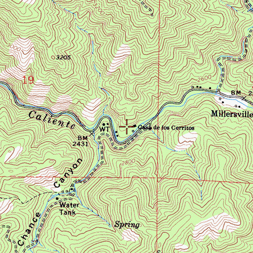 Topographic Map of Casa de los Cerritos, CA