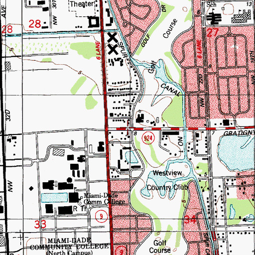 Topographic Map of Westview Census Designated Place, FL