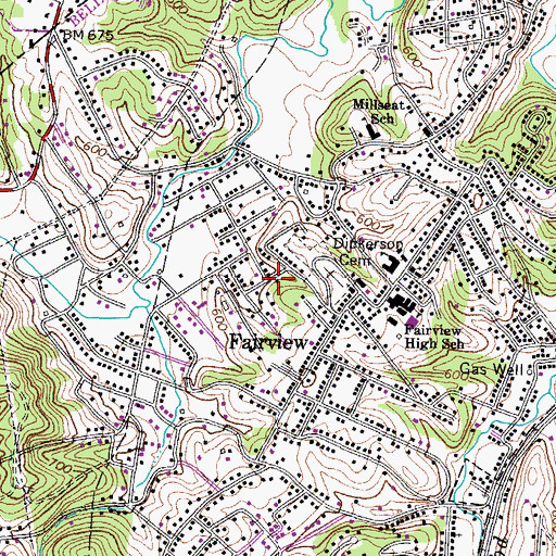 Topographic Map of Westwood Census Designated Place, KY