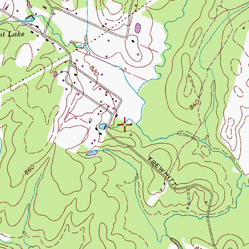 Topographic Map of Wildwood Lake Census Designated Place, TN