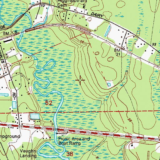 Topographic Map of Yulee Census Designated Place, FL